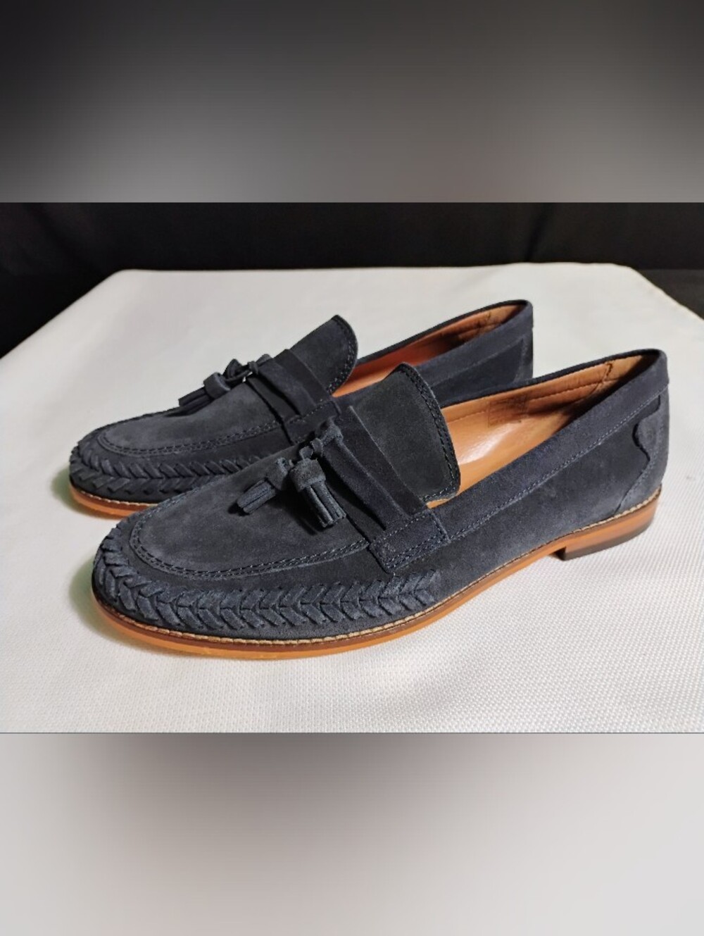 H By Hudson Men's Blue Suede Loafers Shoes Sz 44 US 10.5/11